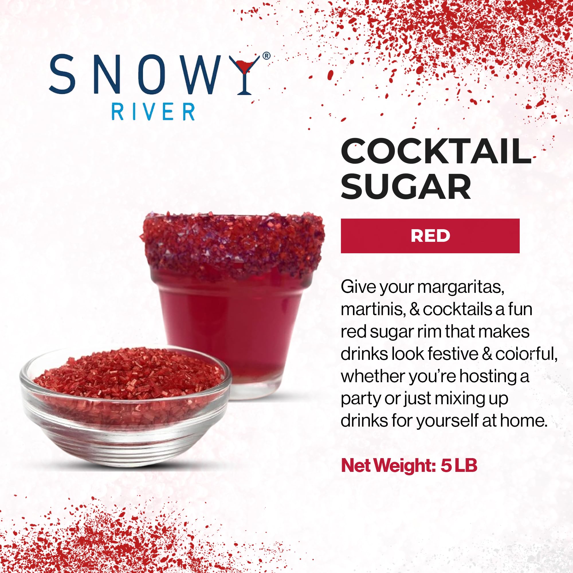 Snowy River Red Cocktail Salt, Naturally Colored Margarita Salt, Salt to Rim Glasses, Red Kosher Salt, Pretzel Salt (5lb)