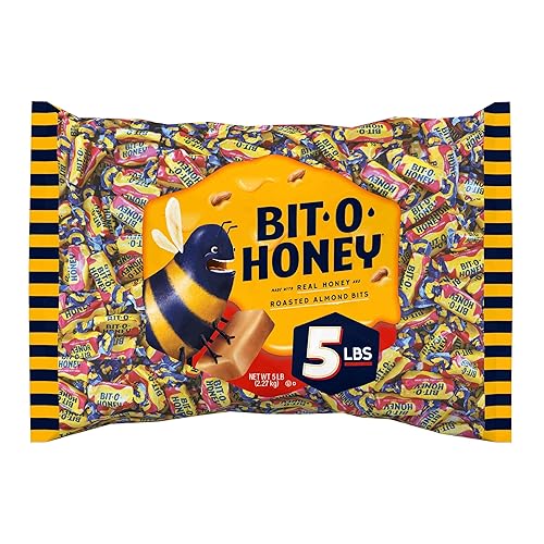Bit O Honey Candy - Individually Wrapped Honey Taffy with Roasted Almond Bits, Gluten-Free, Classic Bite-Sized Treats, Sweet and Chewy Taffy Candy