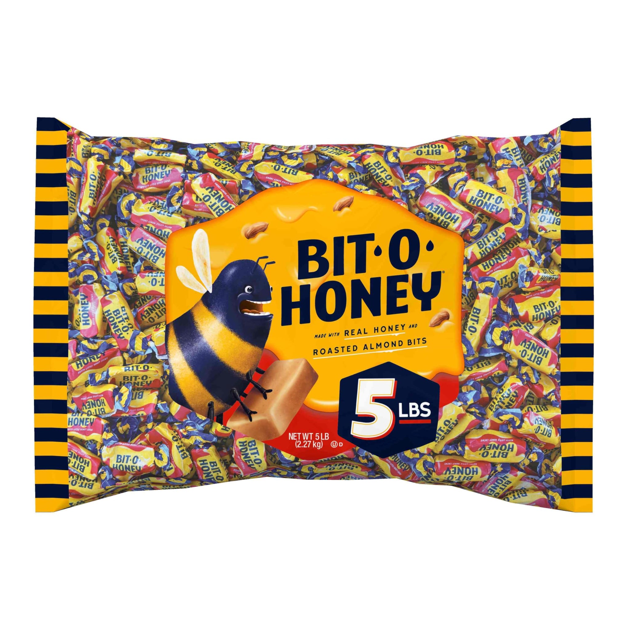 Bit O Honey Candy - Individually Wrapped Honey Taffy with Roasted Almond Bits, Gluten-Free, Classic Bite-Sized Treats, Sweet and Chewy Taffy Candy