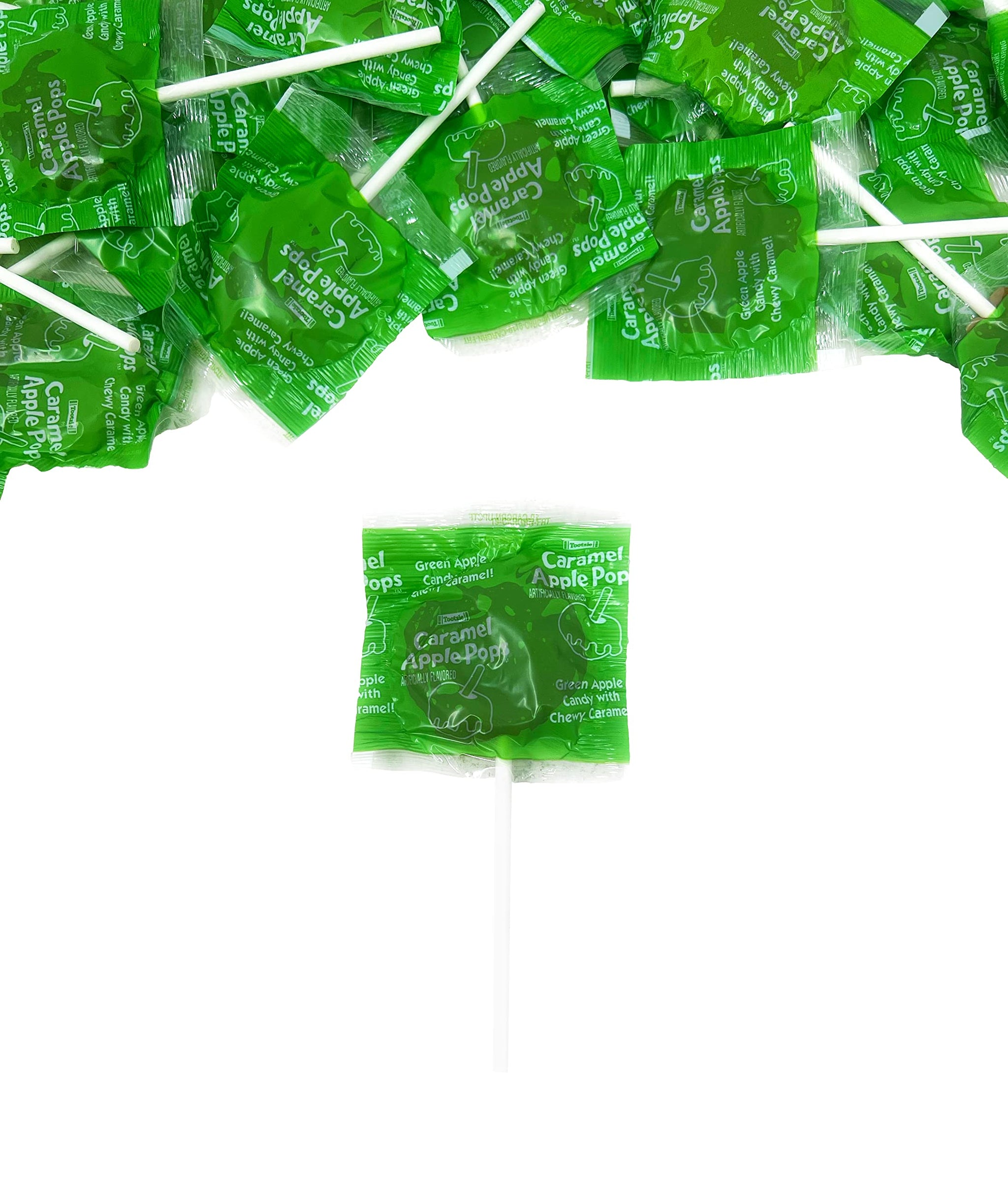 Caramel Apple Tootsie Pops Bulk Lollipops Suckers Filled With Chewy Tootsie Roll Candy Single Flavor Value Pack In Resealable Bag 2 lbs (32 Oz) 50+