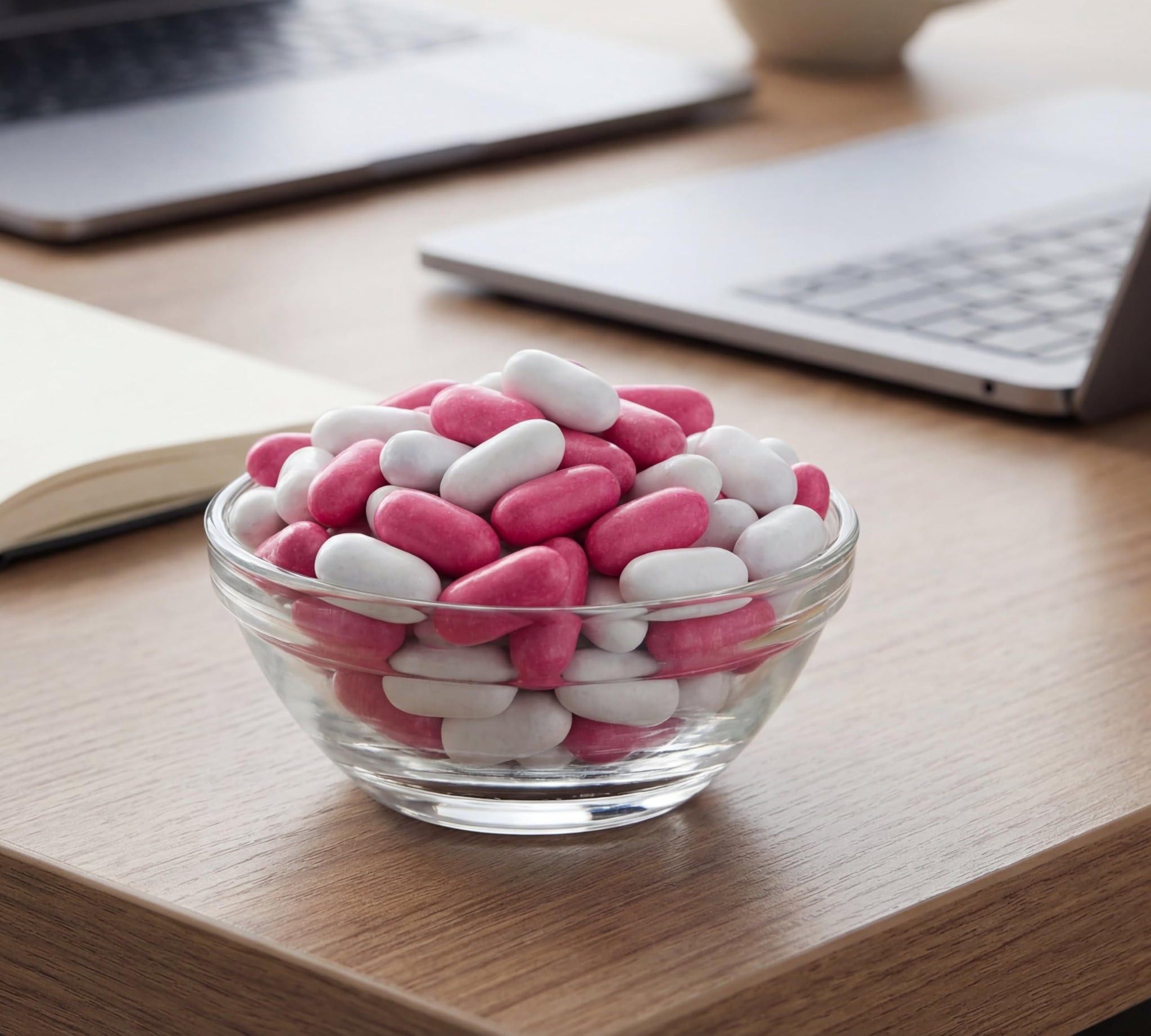 Pink White Licorice Pastels Candy - 1 lb Fresh Bulk Bag of Soft Chewy Bite Size Candy Shell Licorice Pieces