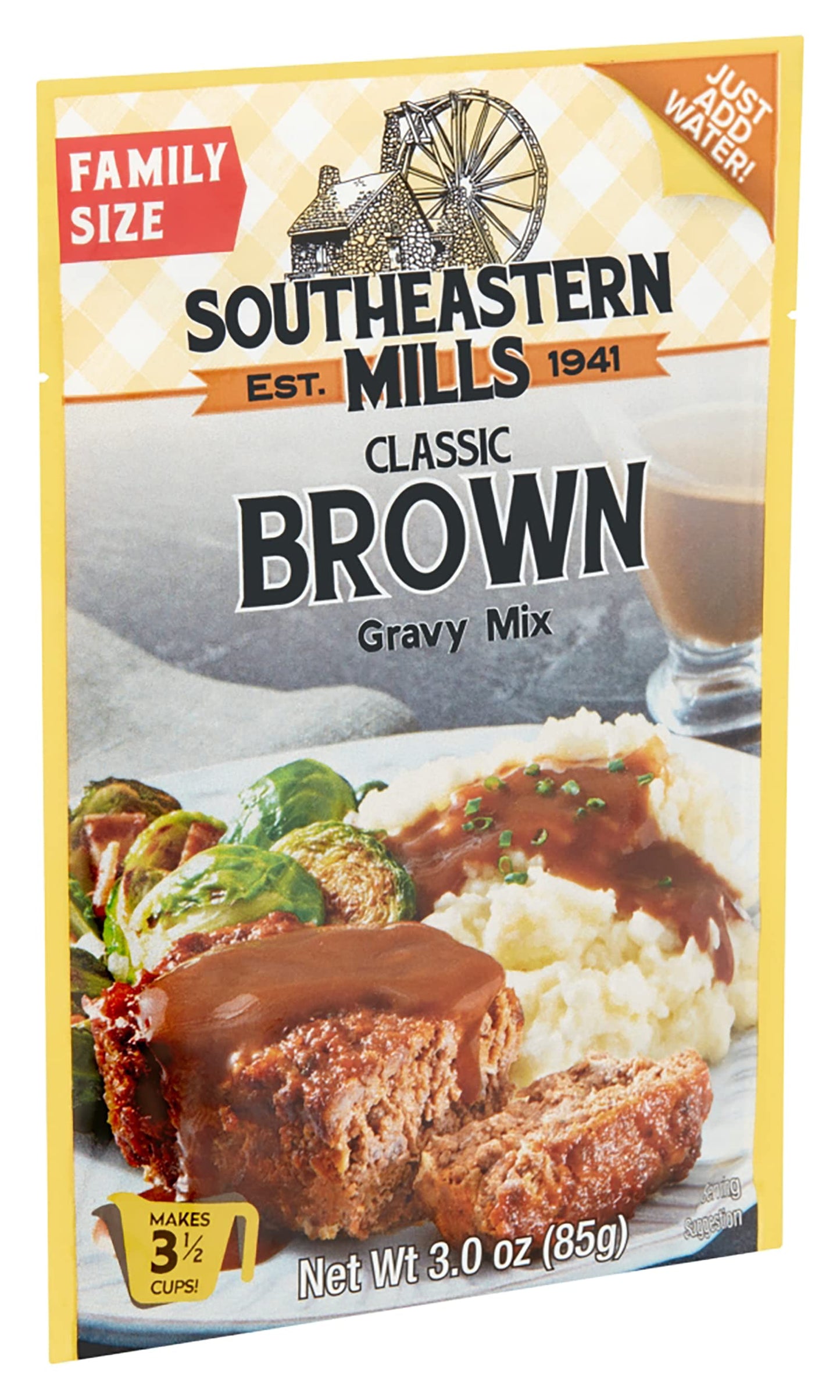 Southeastern Mills Gravy Mix, Classic Brown Gravy Mix, Makes 3 ½ Cups of Gravy, Just Add Water, Family Size, 3.0 Ounce Packet (Pack of 4 Packets)