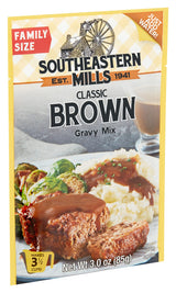 Southeastern Mills Gravy Mix, Classic Brown Gravy Mix, Makes 3 ½ Cups of Gravy, Just Add Water, Family Size, 3.0 Ounce Packet (Pack of 4 Packets)