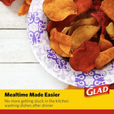 Glad Round Disposable Paper Bowls, Purple Victorian Design - Heavy Duty, Soak-Proof, Cut-Resistant, Microwavable Paper Bowls for All Foods and Daily