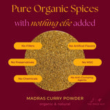 Spice Hut - Madras Curry Powder, Organic, No Salt, Madras Masala Indian Seasoning for Cooking Spicy South Asian Food / Yellow Indian Curry Desi Spice