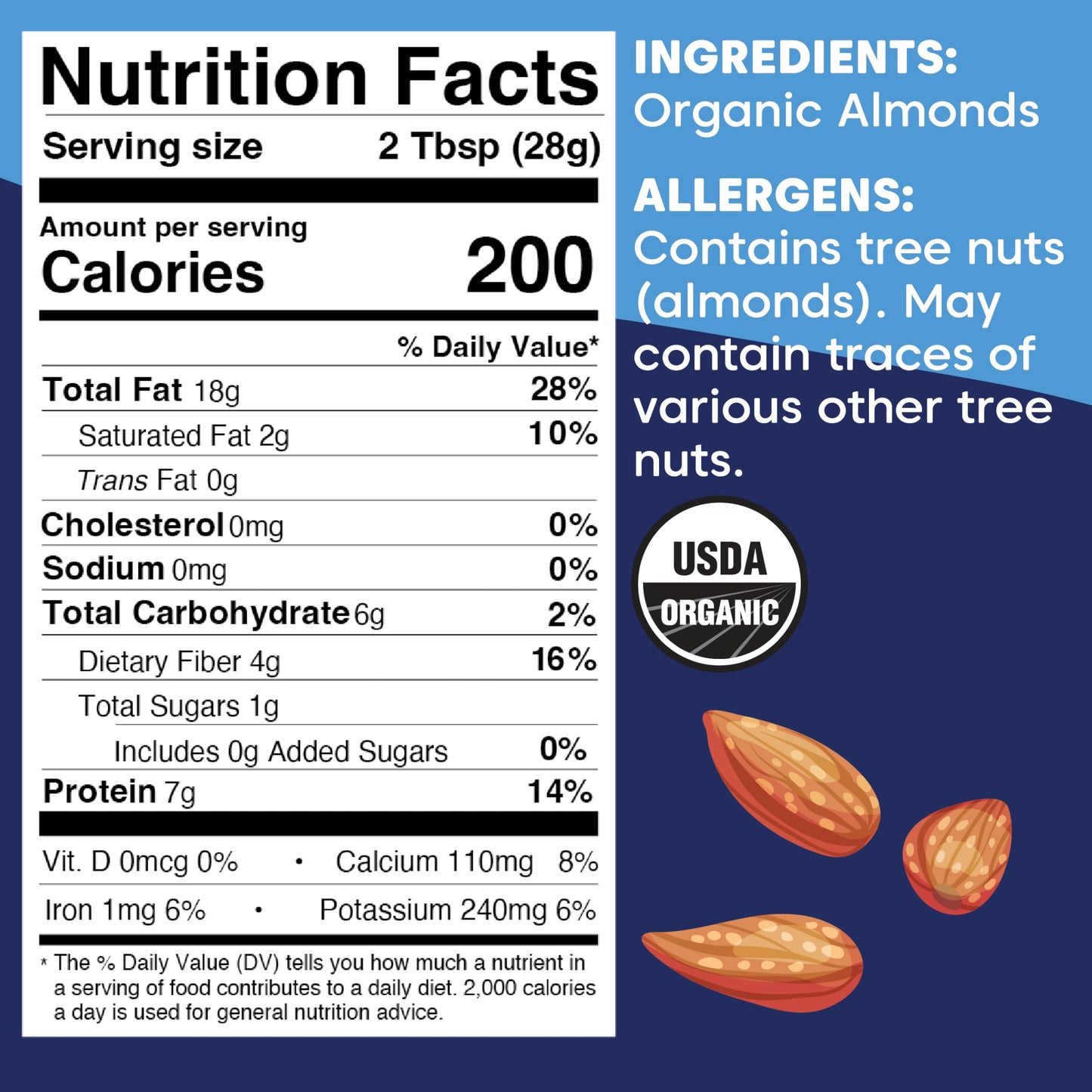 Wilderness Poets, Almond Butter - Organic Raw Nut Butter (1 Pound) - Vegan, Gluten Free, Non GMO, No Salt, No Sugar - Glass Jar