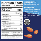 Wilderness Poets, Almond Butter - Organic Raw Nut Butter (1 Pound) - Vegan, Gluten Free, Non GMO, No Salt, No Sugar - Glass Jar