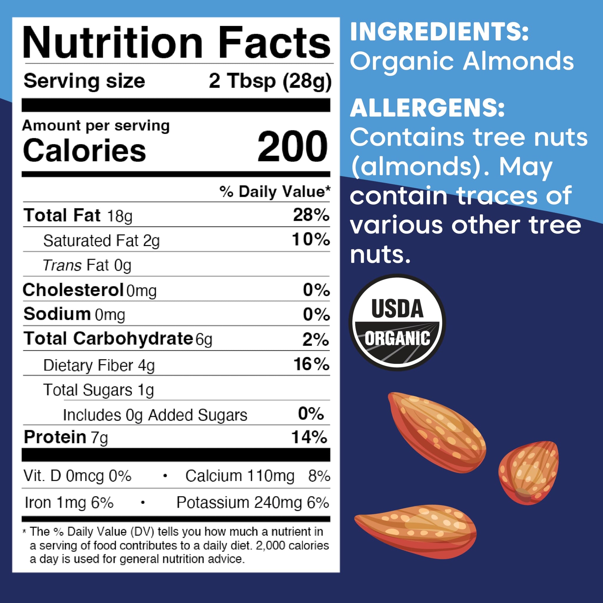 Wilderness Poets, Almond Butter - Organic Raw Nut Butter (1 Pound) - Vegan, Gluten Free, Non GMO, No Salt, No Sugar - Glass Jar