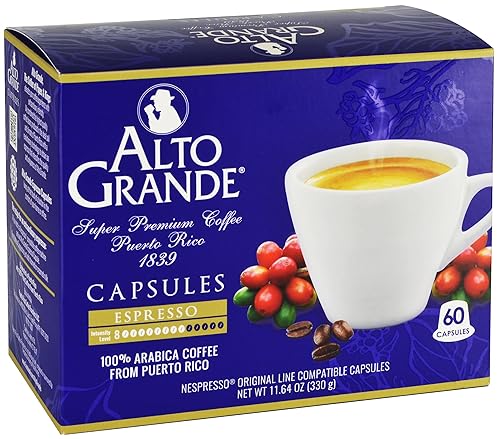 Alto Grande Arabica Coffee Espresso Single-Serve Capsules for Nespresso Original Brewers, 60 Count
