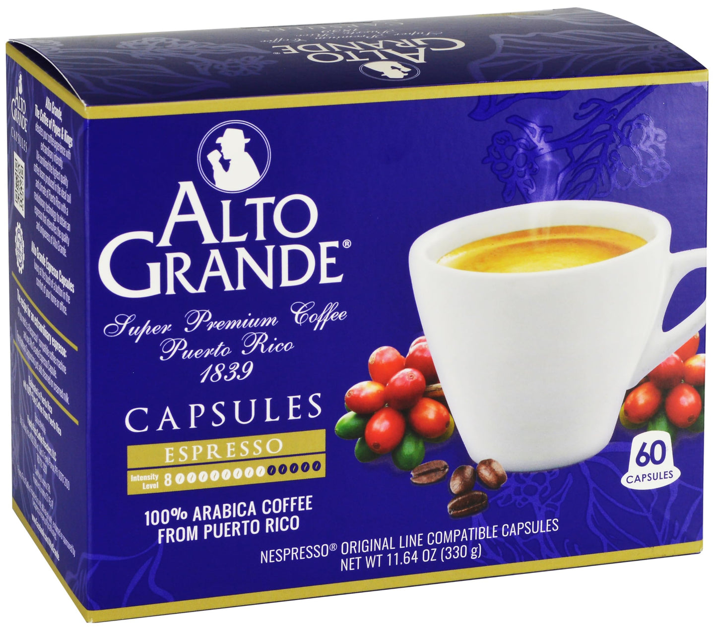 Alto Grande Arabica Coffee Espresso Single-Serve Capsules for Nespresso Original Brewers, 60 Count