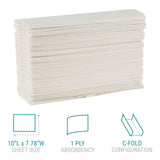 Windsoft C Fold Disposable Bathroom Paper Towels, 2,400 Recycled White Hand Towels, 200 Towels Per Pack, 12 Packs Per Carton, 13.25"x10.2", Embossed