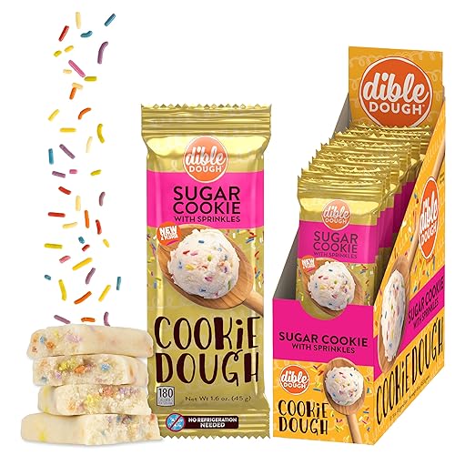Dible Dough Edible Cookie Dough Bars, All Natural Ingredients, Low Calorie Healthy Snacks - 180 Calories per Serving, Non-refrigerated Snack Bars
