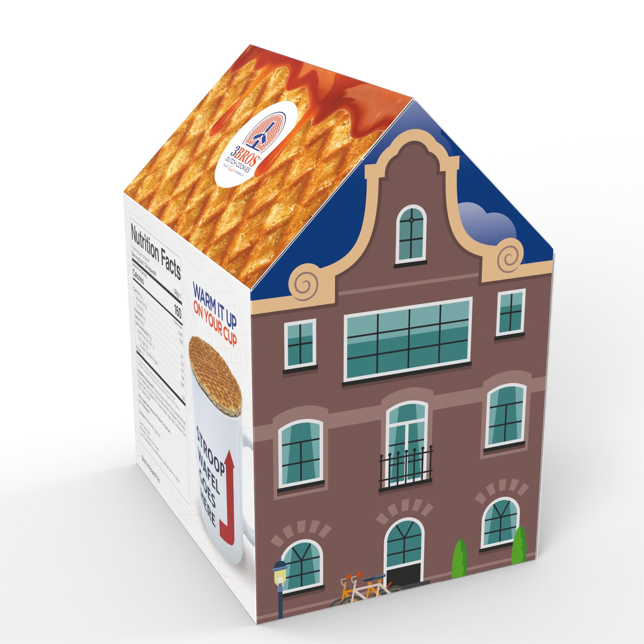 3Bros Stroopwafels, Dutch Caramel-Filled Waffle Cookies, 10 Count, in Canal House Box, Soft Toasted Outside With Buttery Caramel Filling, Made in USA
