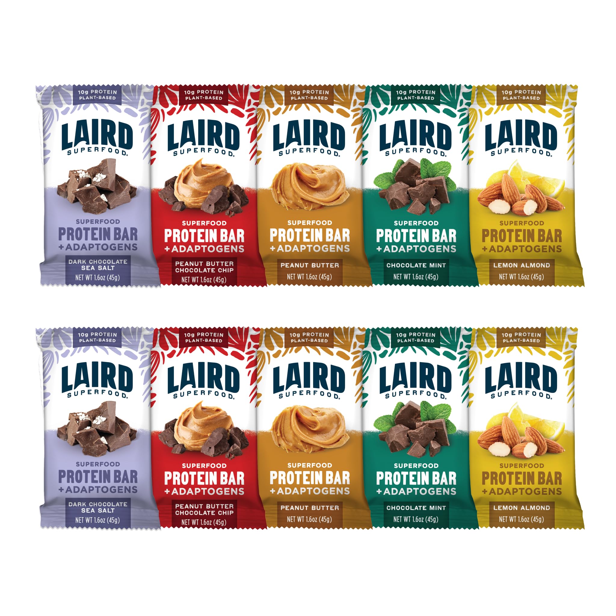 Laird Superfood Functional Protein Bars - Protein Bar but Better with Real Ingredients, Functional Mushrooms 10g Plant-Based Protein, 6g Fiber