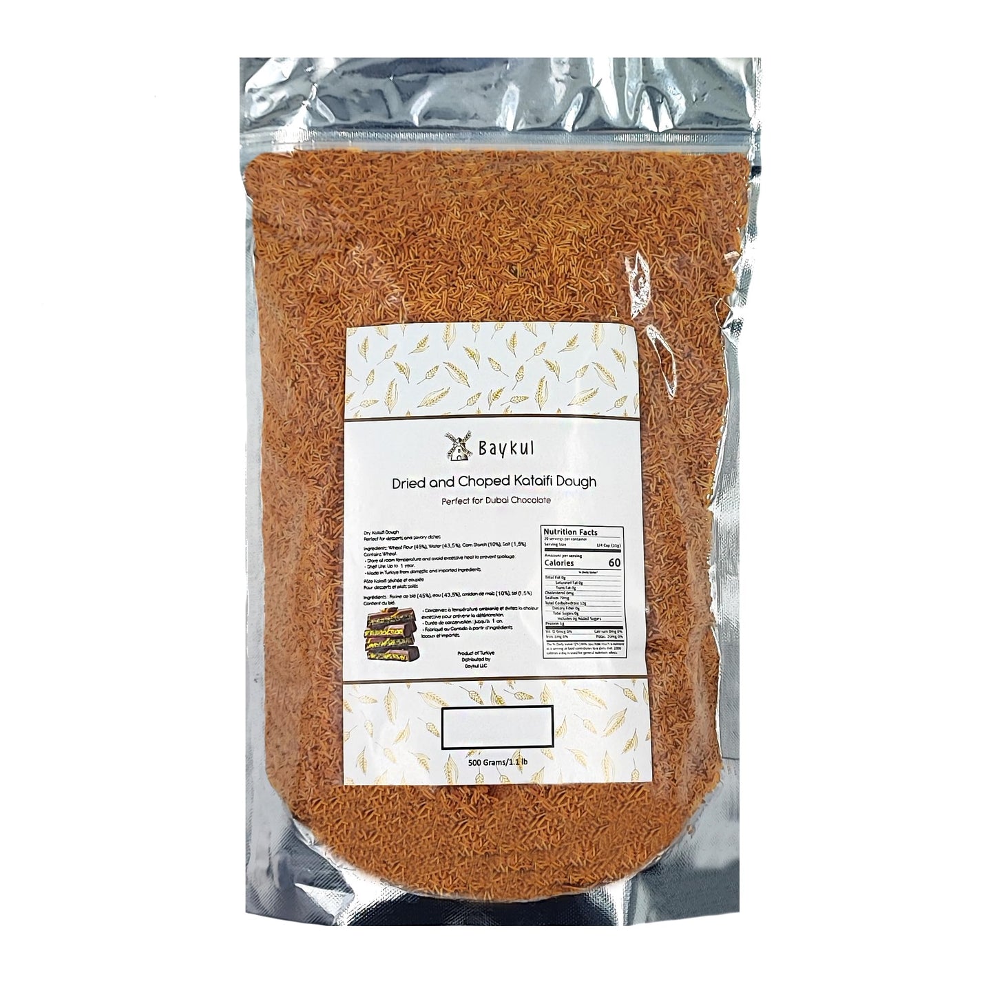 BAYKUL Kataifi Pastry for Dubai Chocolate, Baked Crispy Crunchy Kadayif Shredded Fillo Dough, Ready to Use (1.1 lb (500gr), Baked)