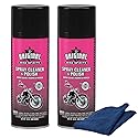 Original Bike Spirits Spray Cleaner & Polish 14 oz (2 Units) & a Blue Microfiber Rag - Waterless Motorcycle Cleaner and Polish for Paint, Chrome