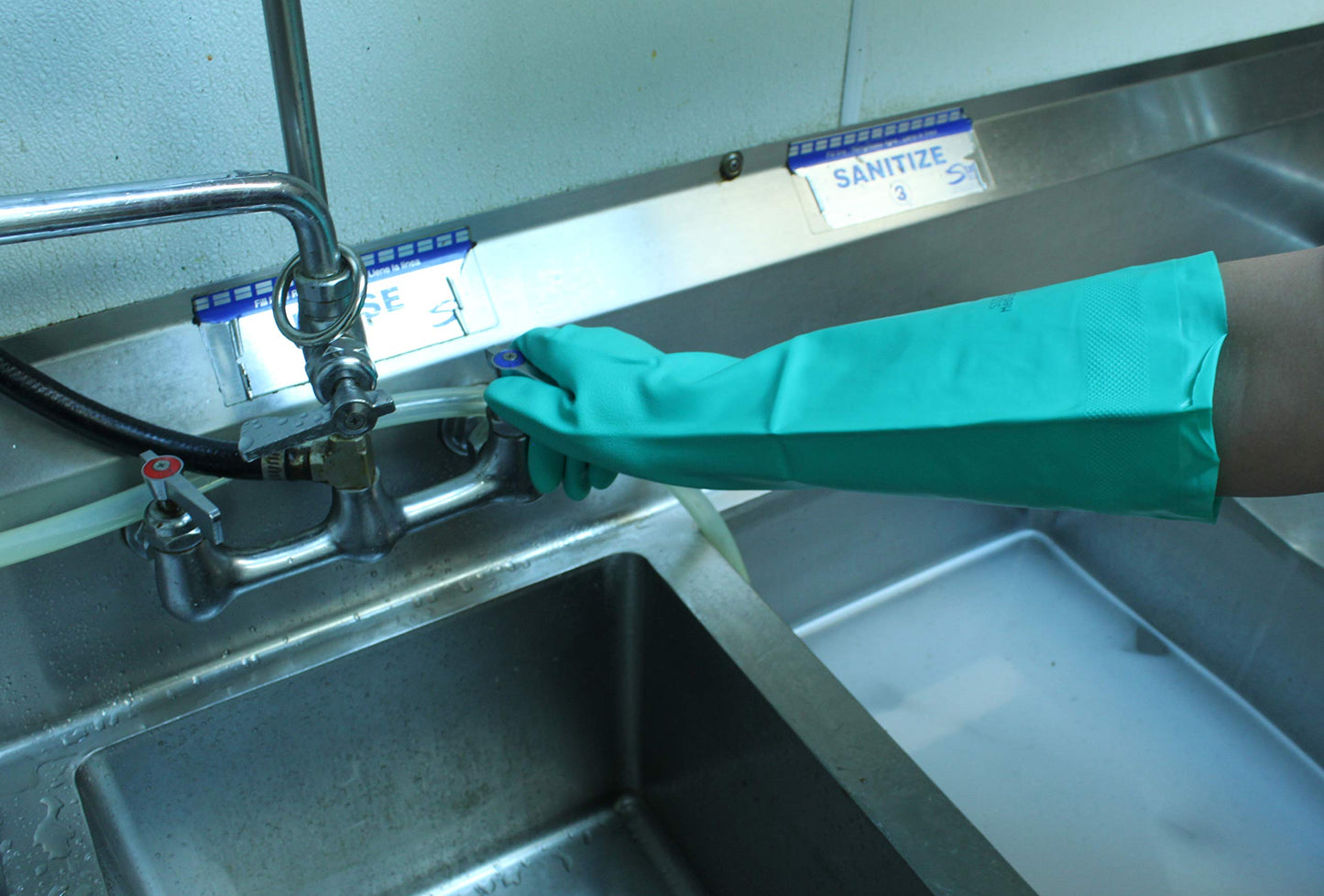 Nitri-Clean, Green Nitrile, 22mil, 18" Length, Unlined Gloves, Size Large, Sold By Pair
