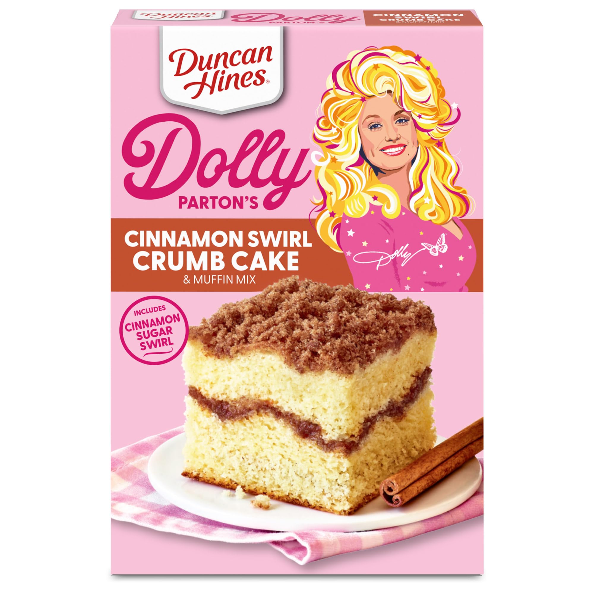 Duncan Hines Dolly Parton's Cinnamon Swirl Crumb Cake & Muffin Mix, 20 oz.