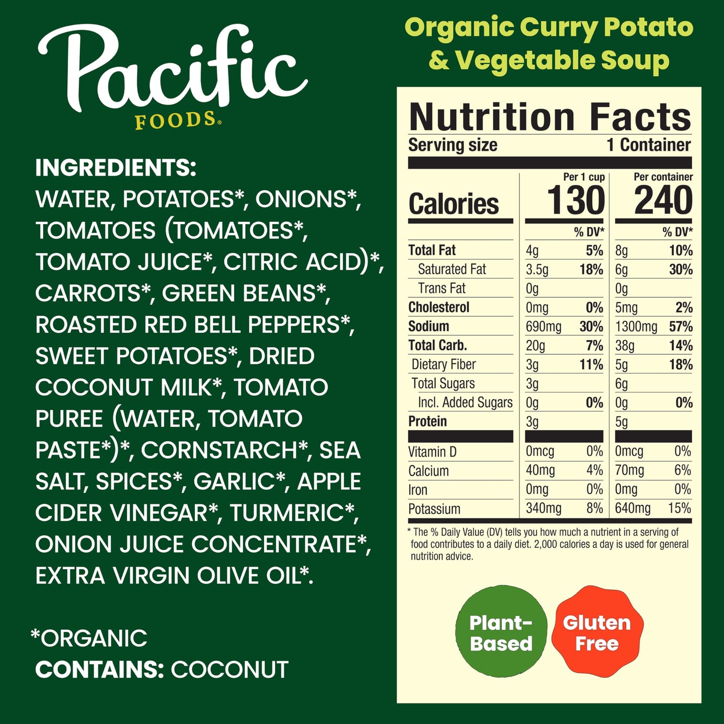 Pacific Foods Organic Potato Vegetable Curry Soup, 16.3 Ounce