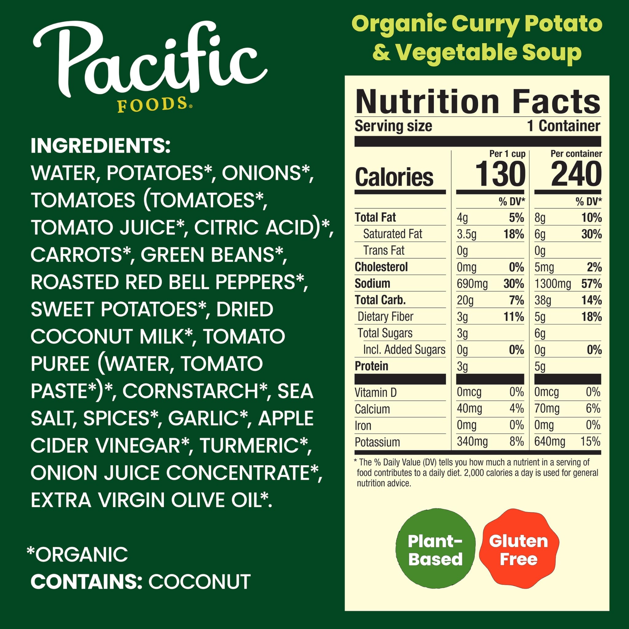 Pacific Foods Organic Potato Vegetable Curry Soup, 16.3 Ounce