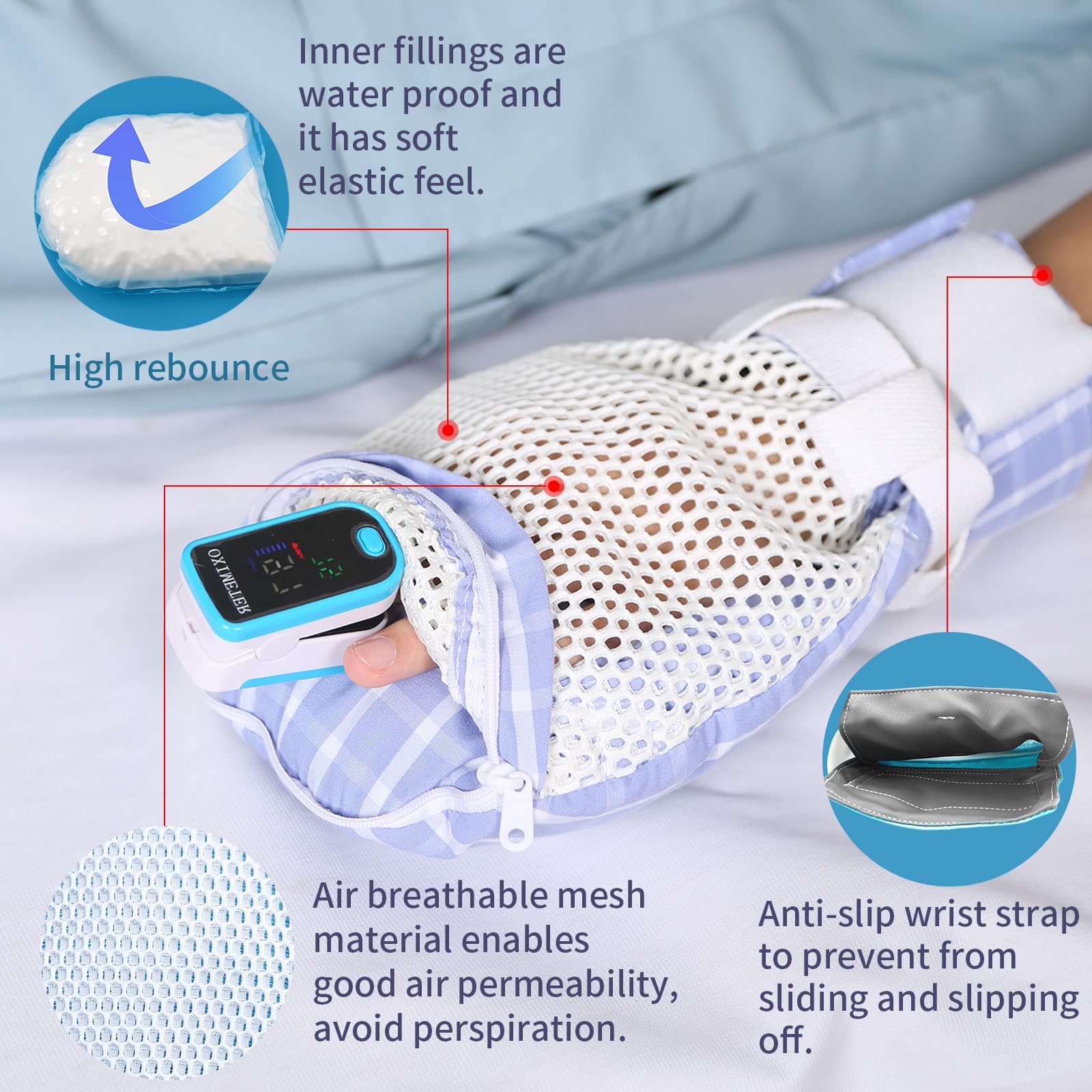 Ehucon Dementia Restraint Gloves Zipper Opening for Prevent Scratching Harm,Control Mitts for Elderly, Fingers Protection Dementia Products