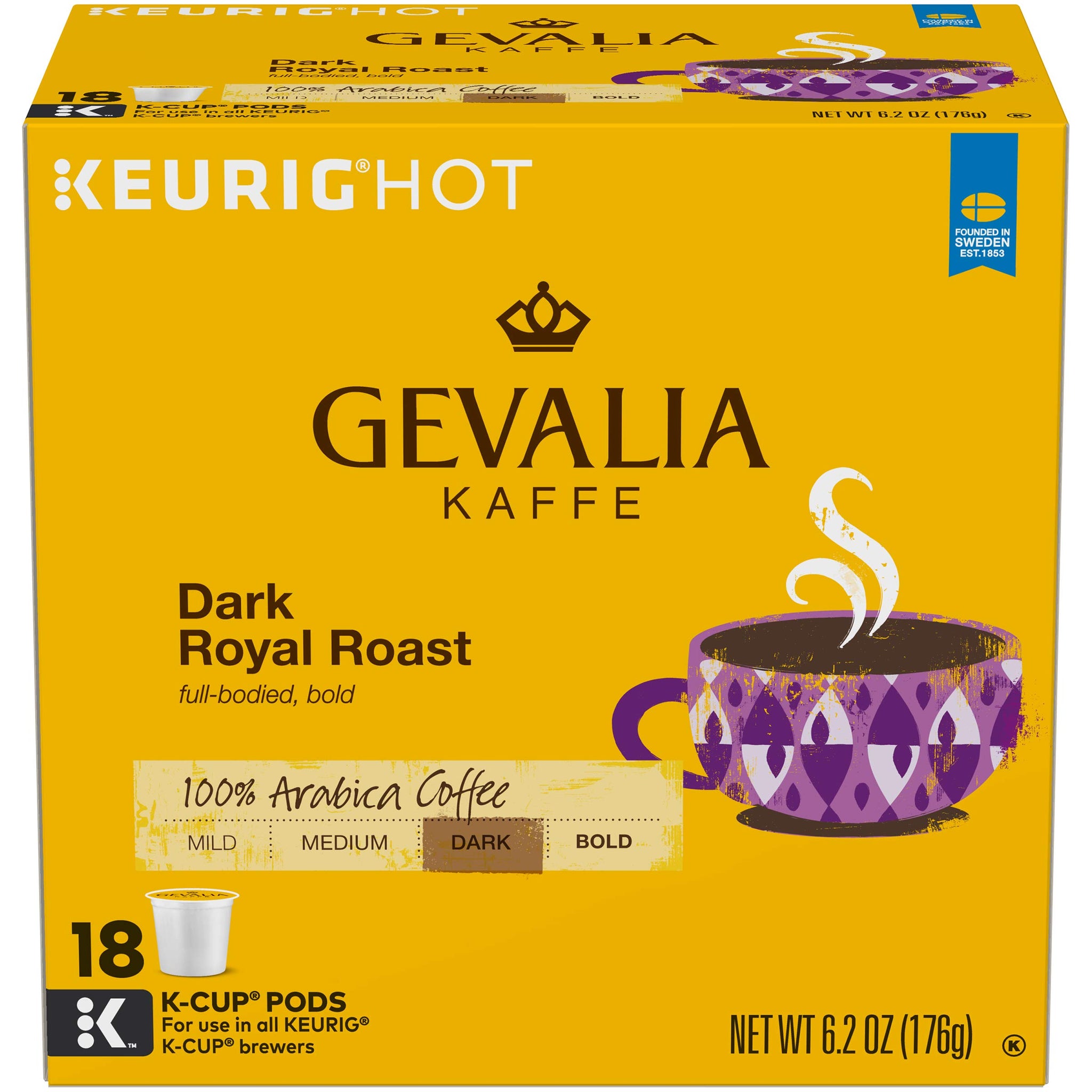 Gevalia Dark Royal Roast K-Cup Coffee Pods (18 Pods)