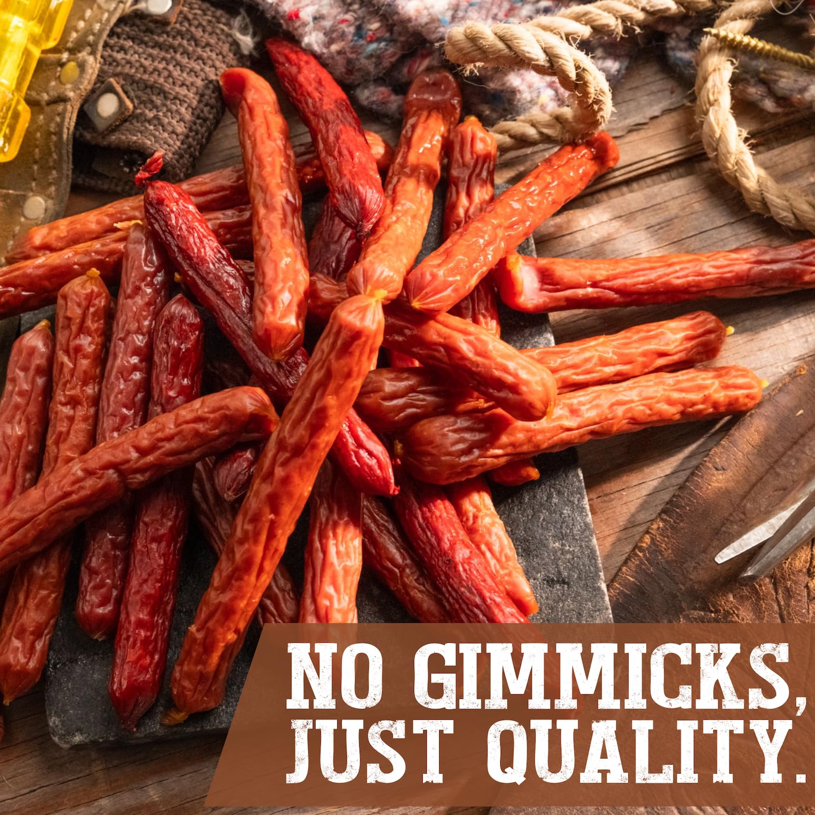 Cattleman's Cut Double Smoked Sausages Meat Sticks, Premium Protein Snacks, Keto Friendly, Gluten Free, Carnivore Travel Snack, Resealable Bag, 12