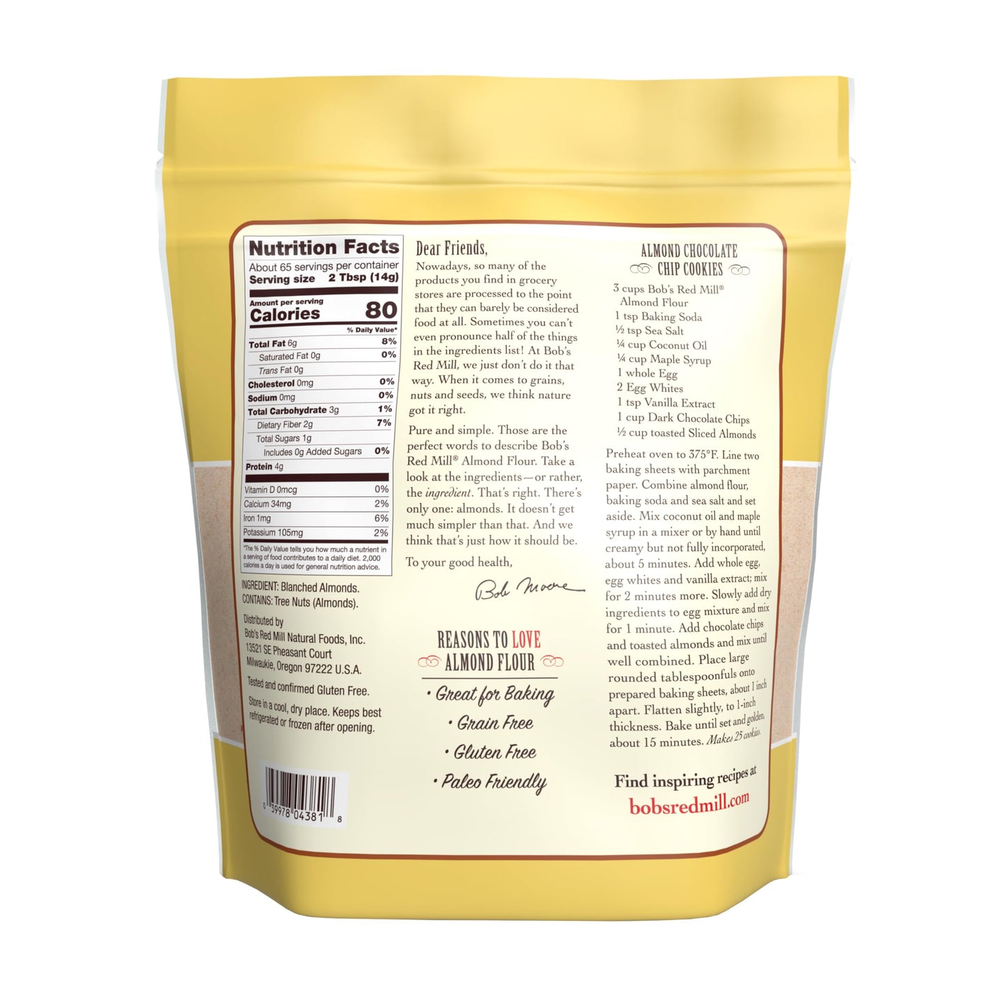 Bob's Red Mill Blanched Almond Flour, Finely Sifted - 2 Pound (Pack of 1) - Non-GMO, Gluten Free, Paleo, Vegan, Keto Friendly