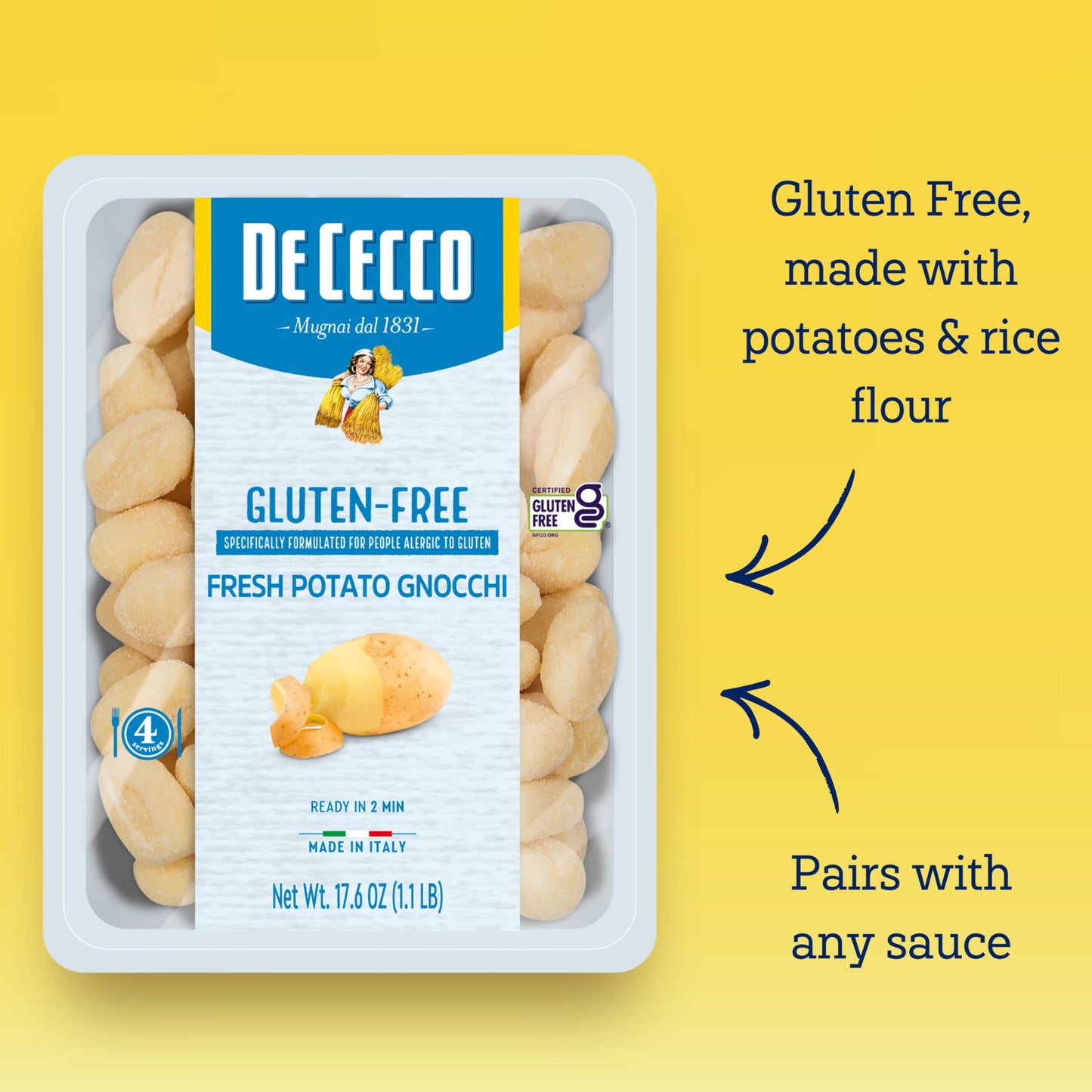 De Cecco Potato Gnocchi Gluten Free, 17.6 Ounces (Pack of 12)