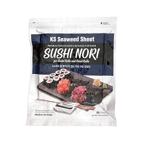Twice Roasted Seaweed Sheets - 7.50 in x 8.25 in 50 sheets -125 grams (Also Available in 100 Sheets - 250 grams)