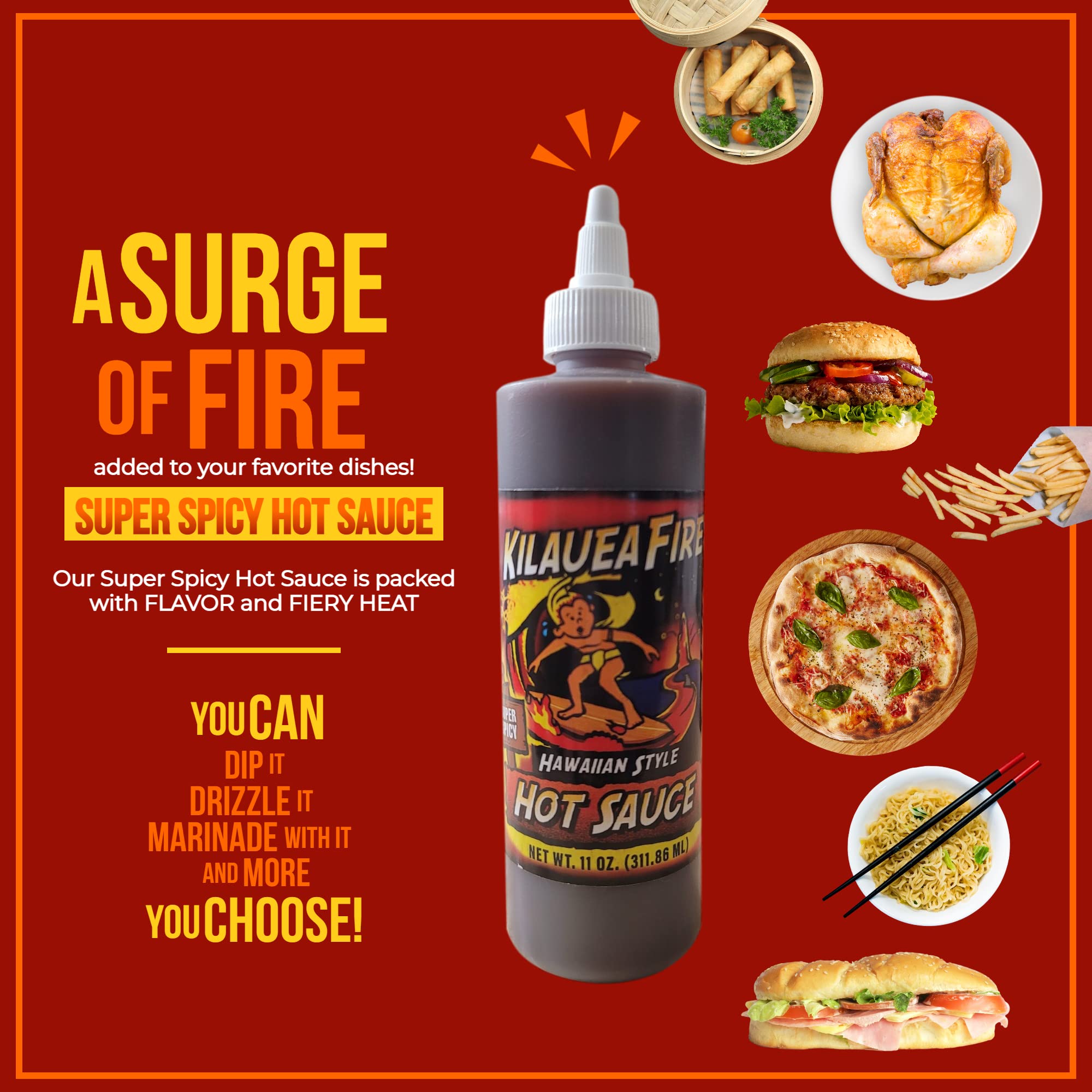 Kilauea Fire Hot Sauce 11 fl.oz. (3 Bottles)