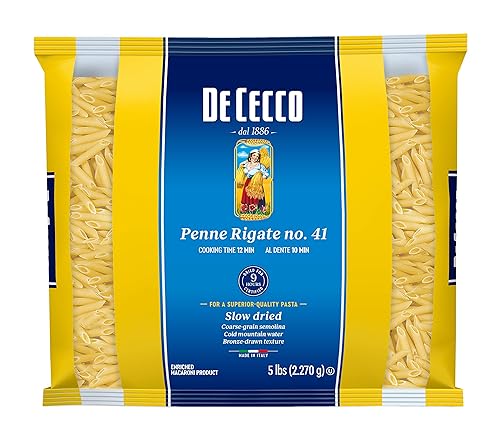 De Cecco Semolina Pasta, Penne Rigate No.41, 5 Pound (Pack of 4)