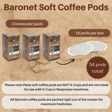 Baronet Coffee Pods [Coconut Creme-54 Pods] Flavored Single Cup Use, Like Senseo [3 Boxes of 18 Single Serve 10 Gram] Regular Strength, Medium Roast