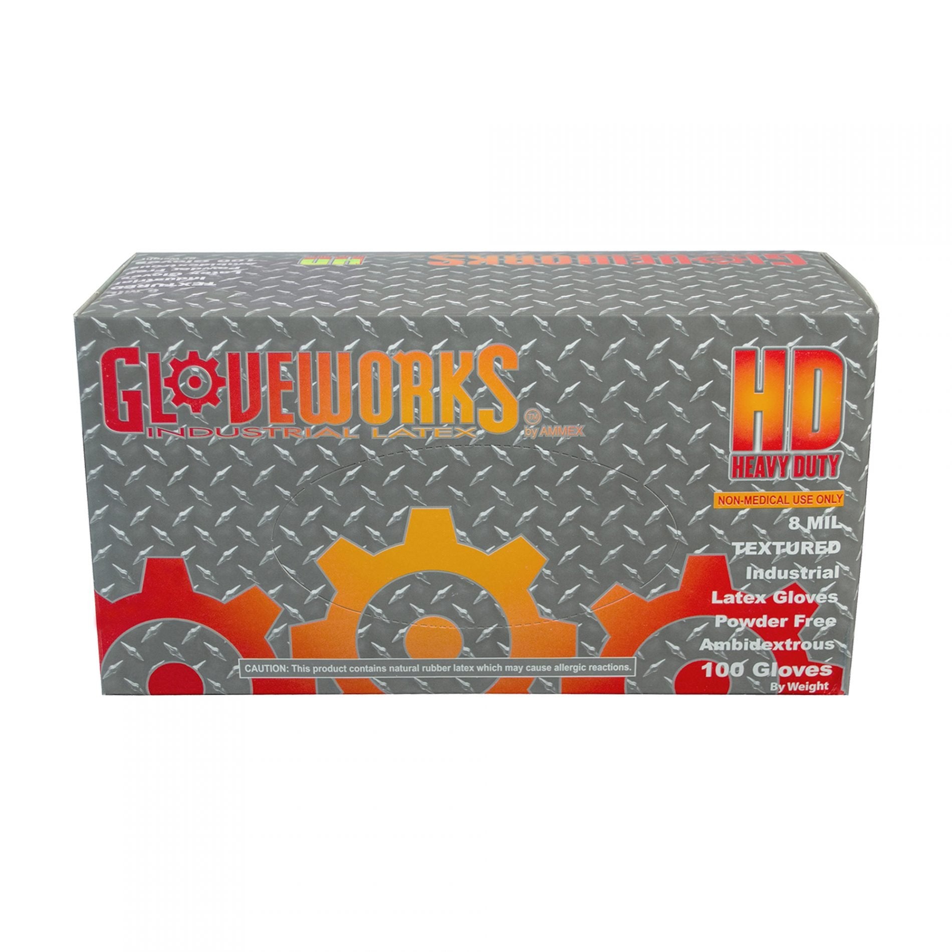 GLOVEWORKS HD Ivory Latex Industrial-Grade Disposable Gloves, 8 Mil, Powder-Free, Double Chlorinated, Small, Box of 100