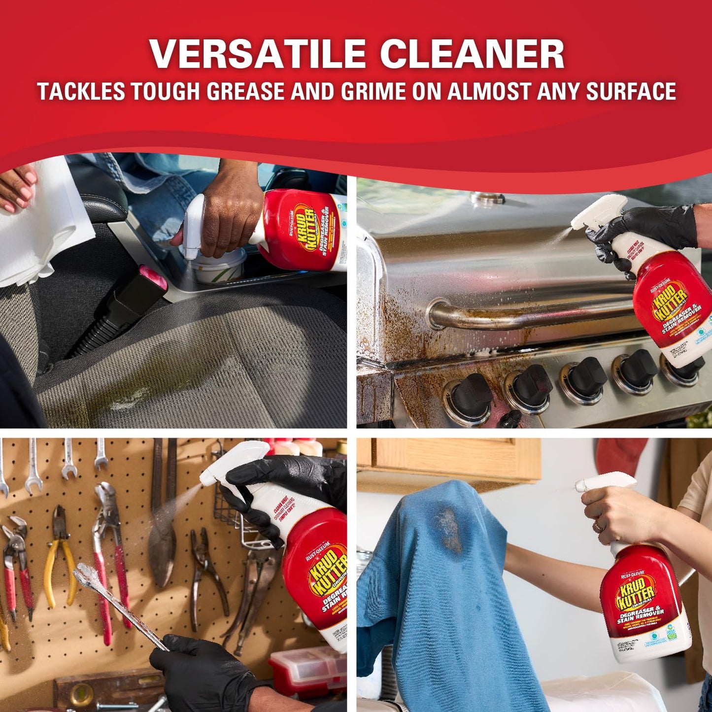 Krud Kutter Original Cleaner Degreaser Spray, 32 oz, Heavy Duty Multi Surface Cleaner for Grease, Oil and Tough Stains, Ready to Use for Kitchen