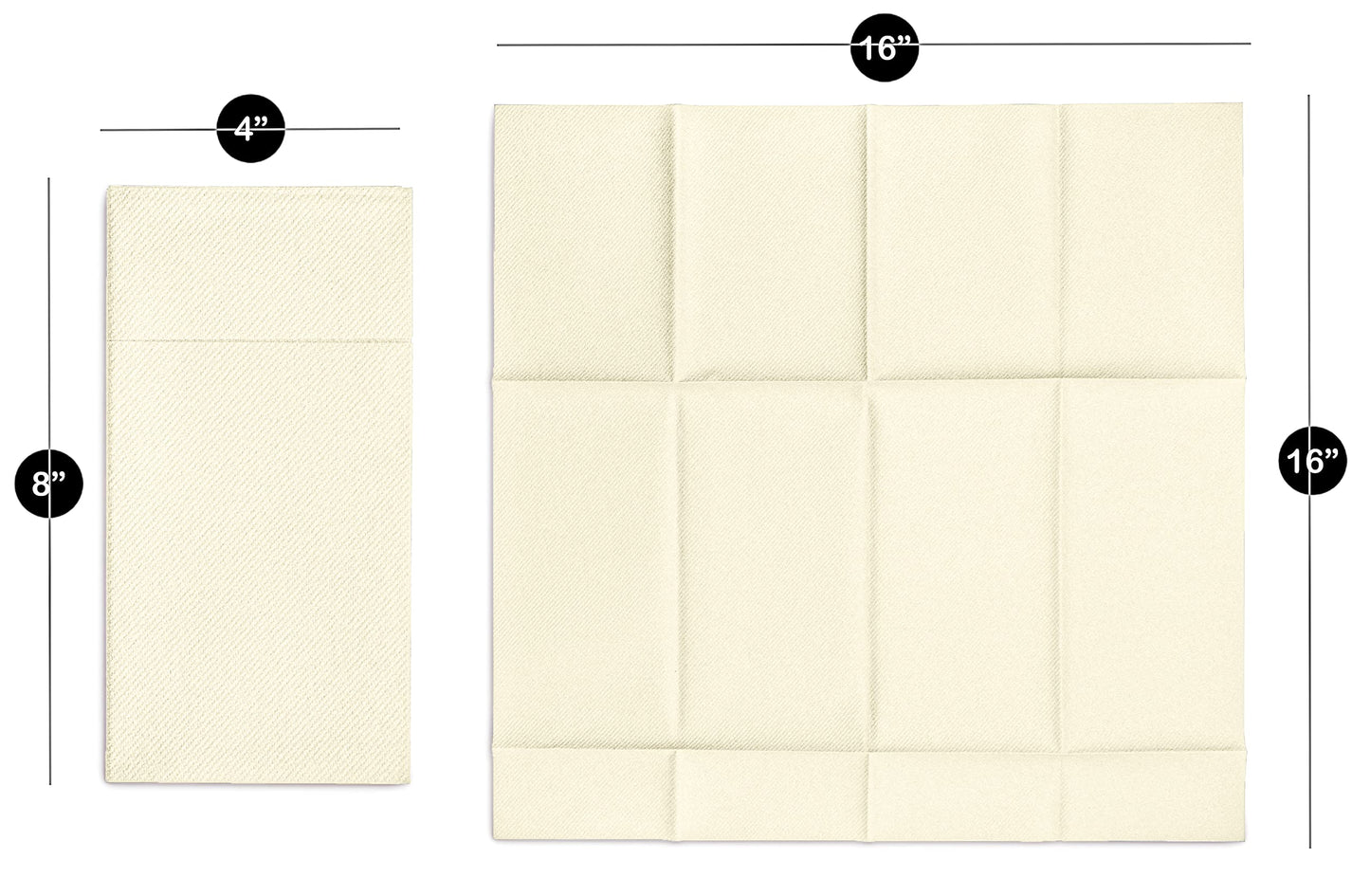50-Pack Disposable Linen-Feel Dinner Napkins with Built-in Flatware Pocket, CREAM Prefolded Cloth Like Paper Napkins For Dinner, Wedding Or Party