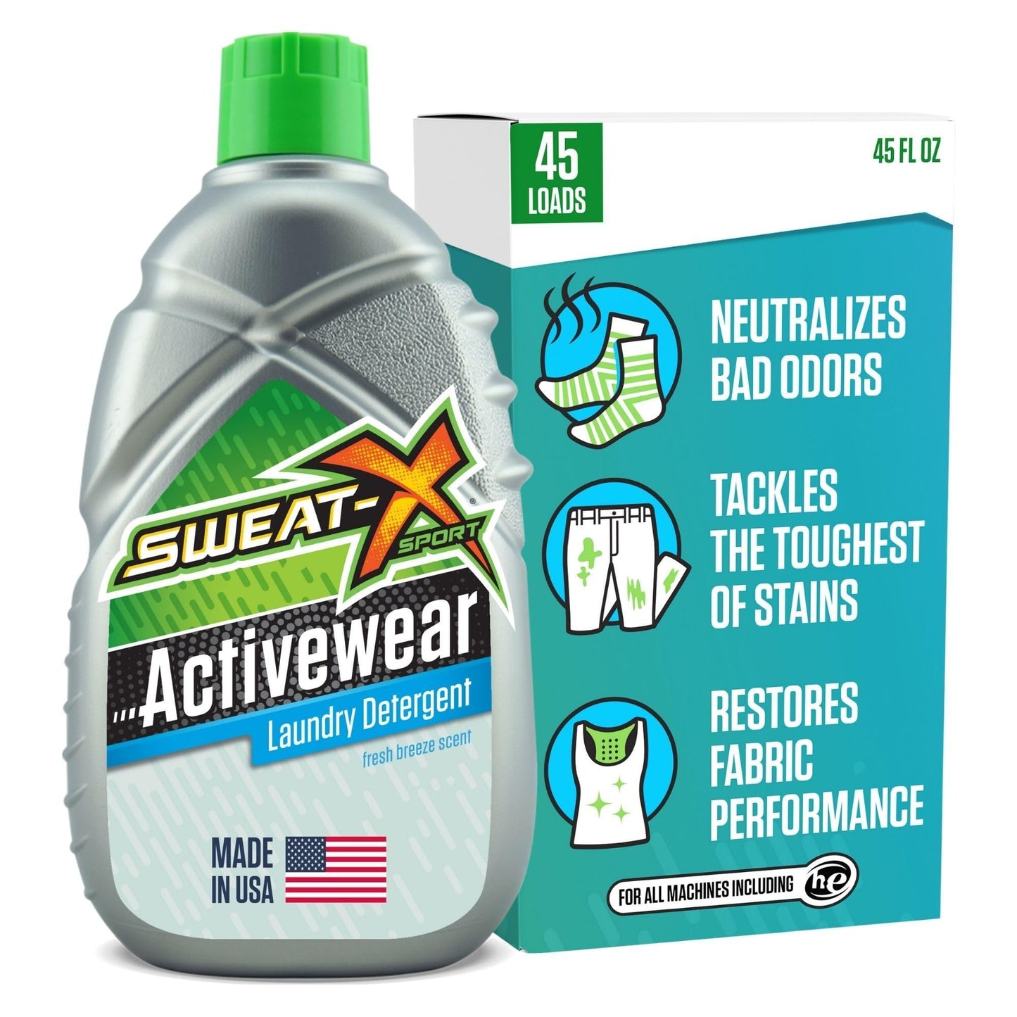 SWEAT X Original Activewear Laundry Detergent Liquid - Natural Washing Detergent for Activewear & Gym Clothes - Non Toxic Laundry Detergent