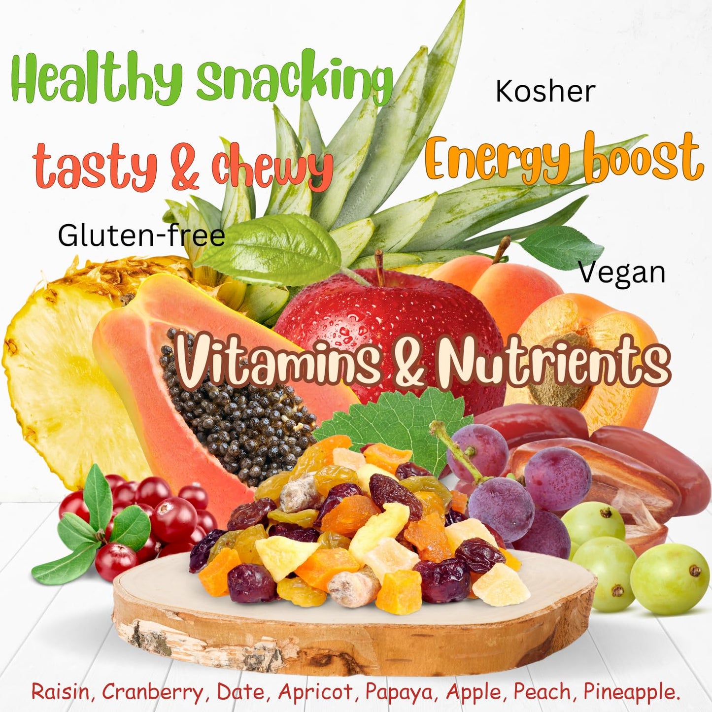 Dried Mixed Fruit Dices Medley - by Its Delish, 40 OZ Jumbo Container | Healthy Snacks for Adults, Kids & Pets | Fresh Cut Snack Mix Dry Fruit