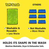 Fresh Tuff-Scrub, Large, 6-Pack Scrub-N-Wipe Sponge Cloth with Silvadur Antimicrobial for Odor Control, Microfiber, Multi-Surface, Non-Scratch