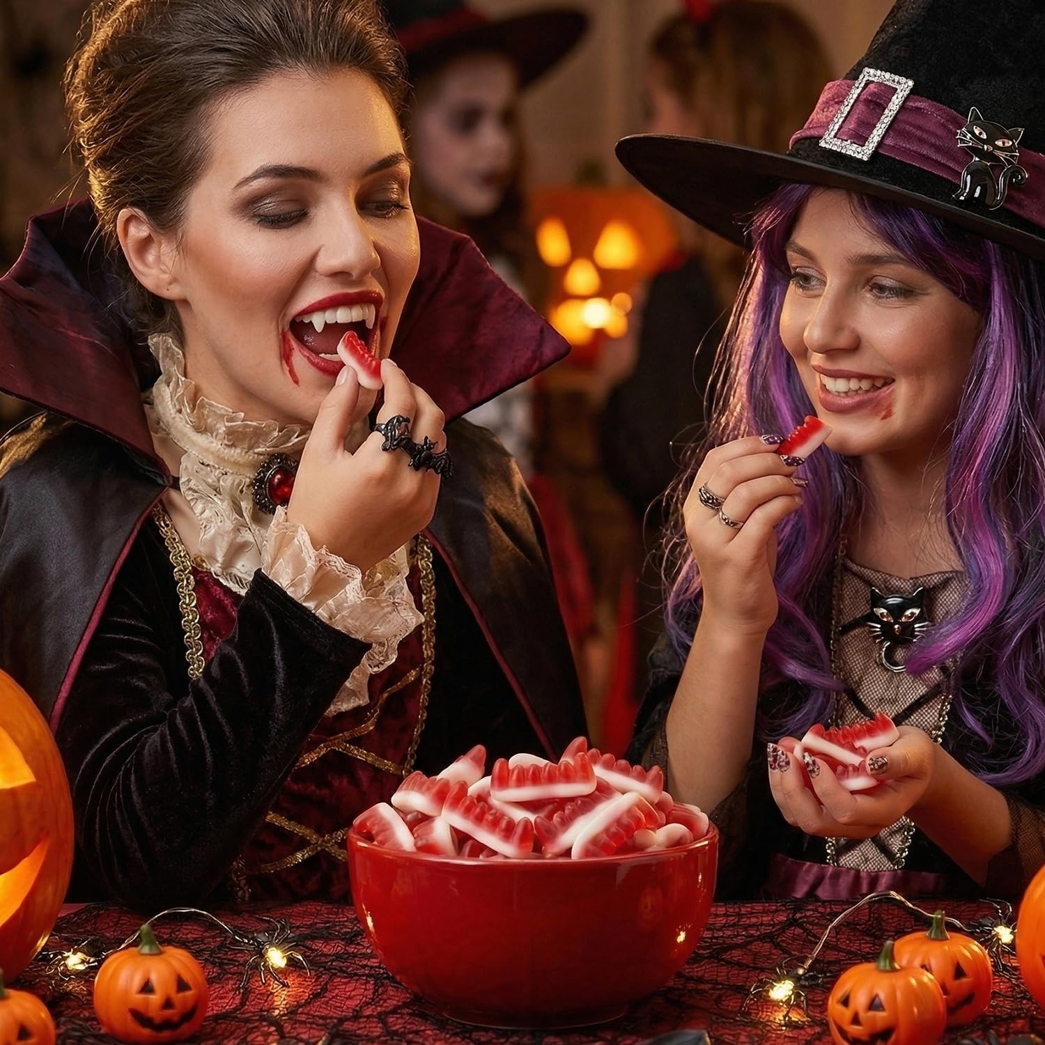 Ceres Gourmet Vampire Teeth Gummy Halloween Candy 2.2 lb (1 kg), Bulk Strawberry Flavored Fun Body Part Shaped Chewy Gummies and Candies, Big Size
