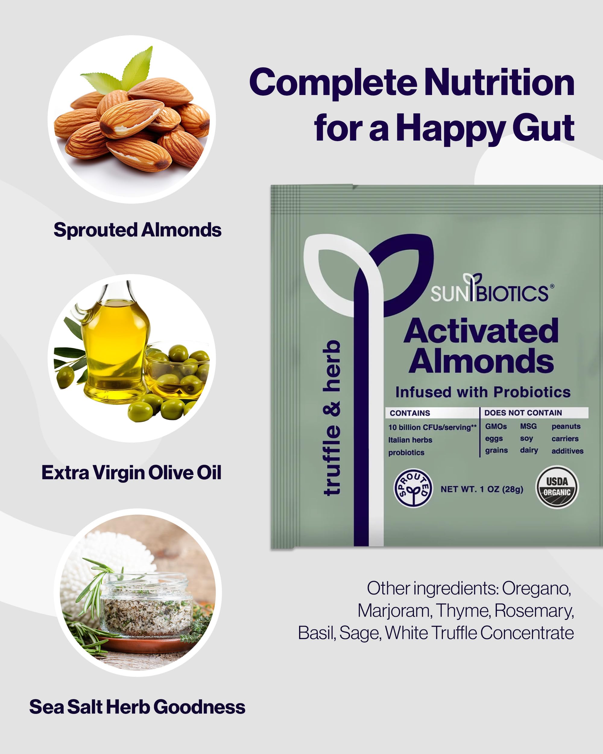 Sunbiotics Activated Organic Sprouted Almonds - Truffle & Herb, Pack of 12