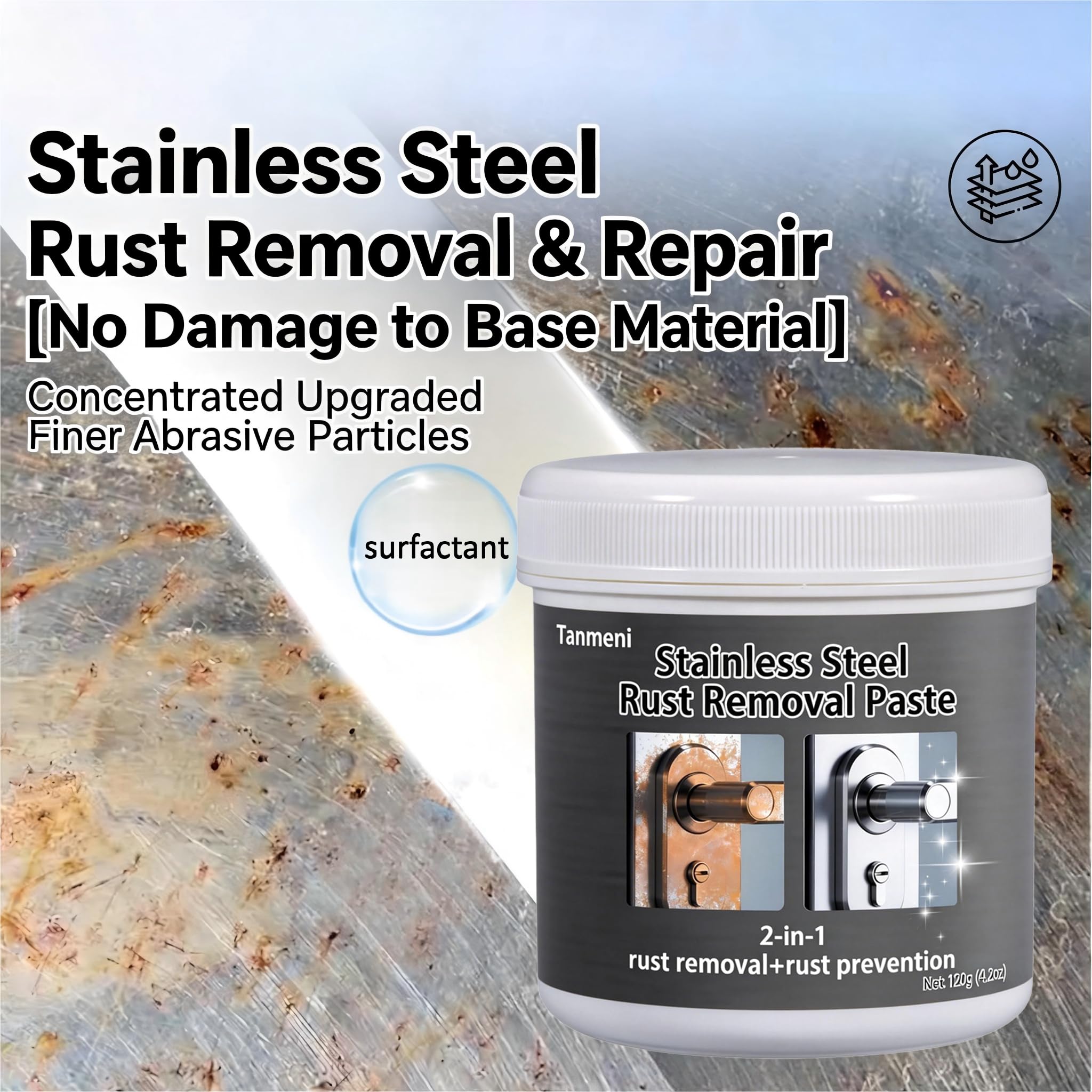 Stainless Steel Rust Stain Remover & Cleaner, Rust Spot Stain Remover for Stainless Steel Appliances and Furniture - Ideal for Grill, Fridge, Knife or