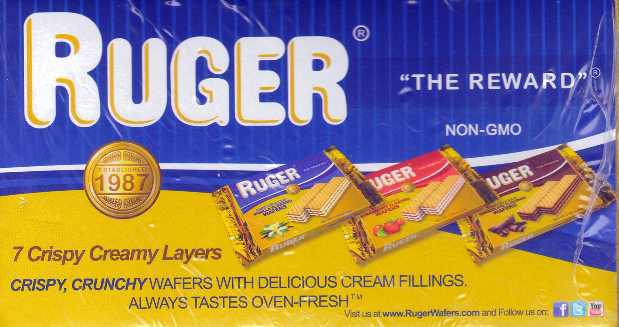Ruger Crispy, Crunchy, Chocolate Flavored Cream, Sugar Wafers | 2 1/8 Ounce 12 Pack