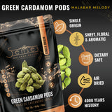 5Senses Green Malabar Cardamom Pods | Cardamomo | Malabar Melody | Single Origin, Non-GMO, Fairtrade Gourmet Spices, Whole Spices (454g/16oz/1lb)