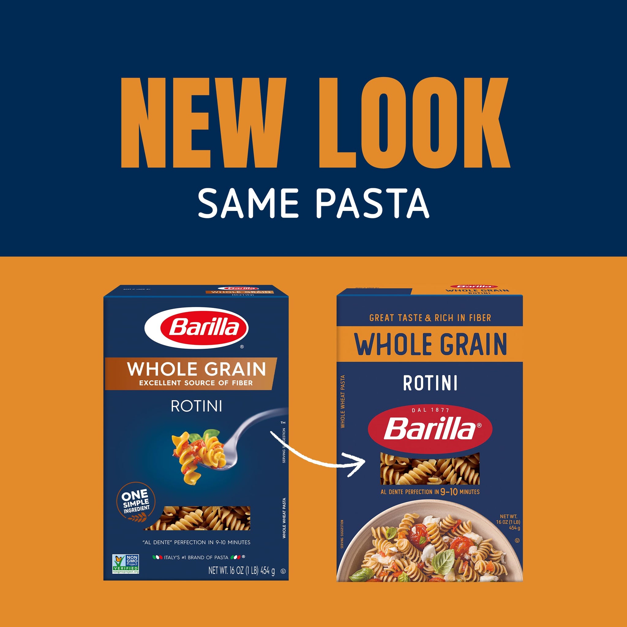 Barilla Whole Grain Rotini Pasta, 16 oz. Box - Non-GMO, Made With 100% Whole Grain Durum Wheat - Great Source of Fiber