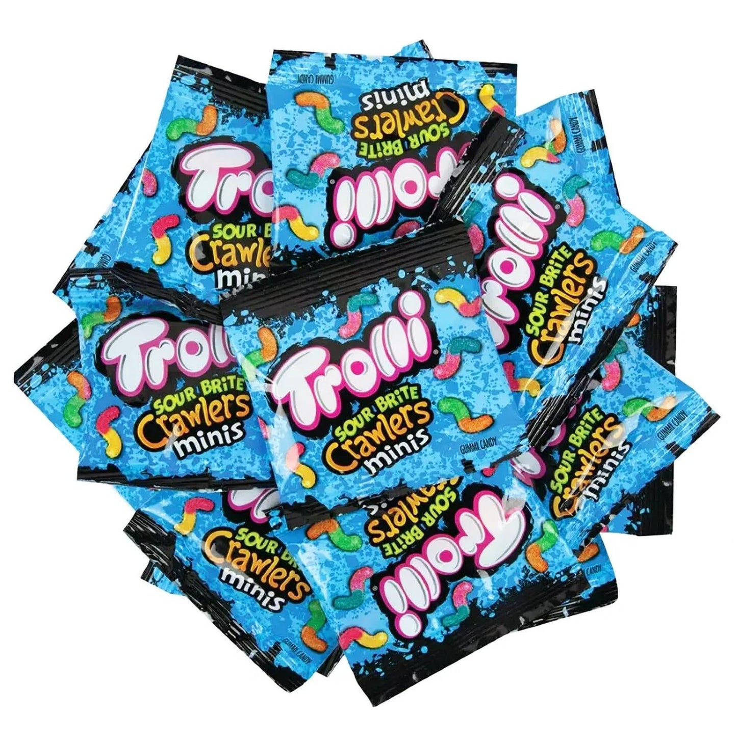 SourBrite Crawlers Minis Candy Gummy Worms, Sweet & Tangy Fruity Flavors, Individually Wrapped Treat Size Pouches, Assorted Sour Gummy Worms Candy