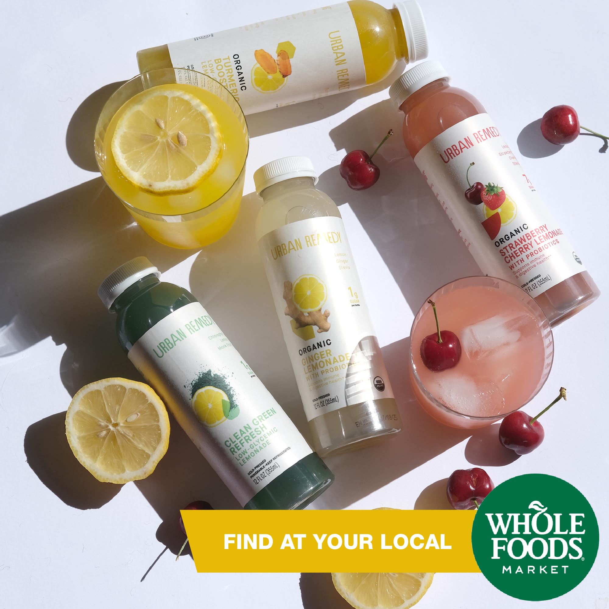 Urban Remedy Organic Ginger Lemonade, Low Glycemic Lemon Drink with Probiotics & Vitamin C, Immune & Digestive Support, Vegan, Gluten-Free, Non-GMO