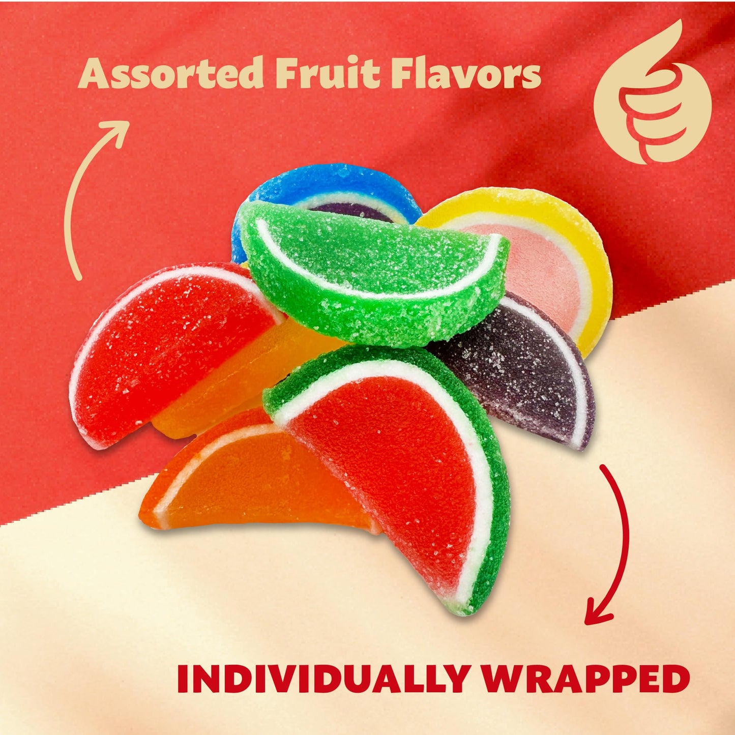 Fruit Slices Jelly Candy | 1.5 Pound Pack | Assorted Flavors | Old Fashioned Candy for Buffets and Holiday Gifting | Individually Wrapped Party Favors