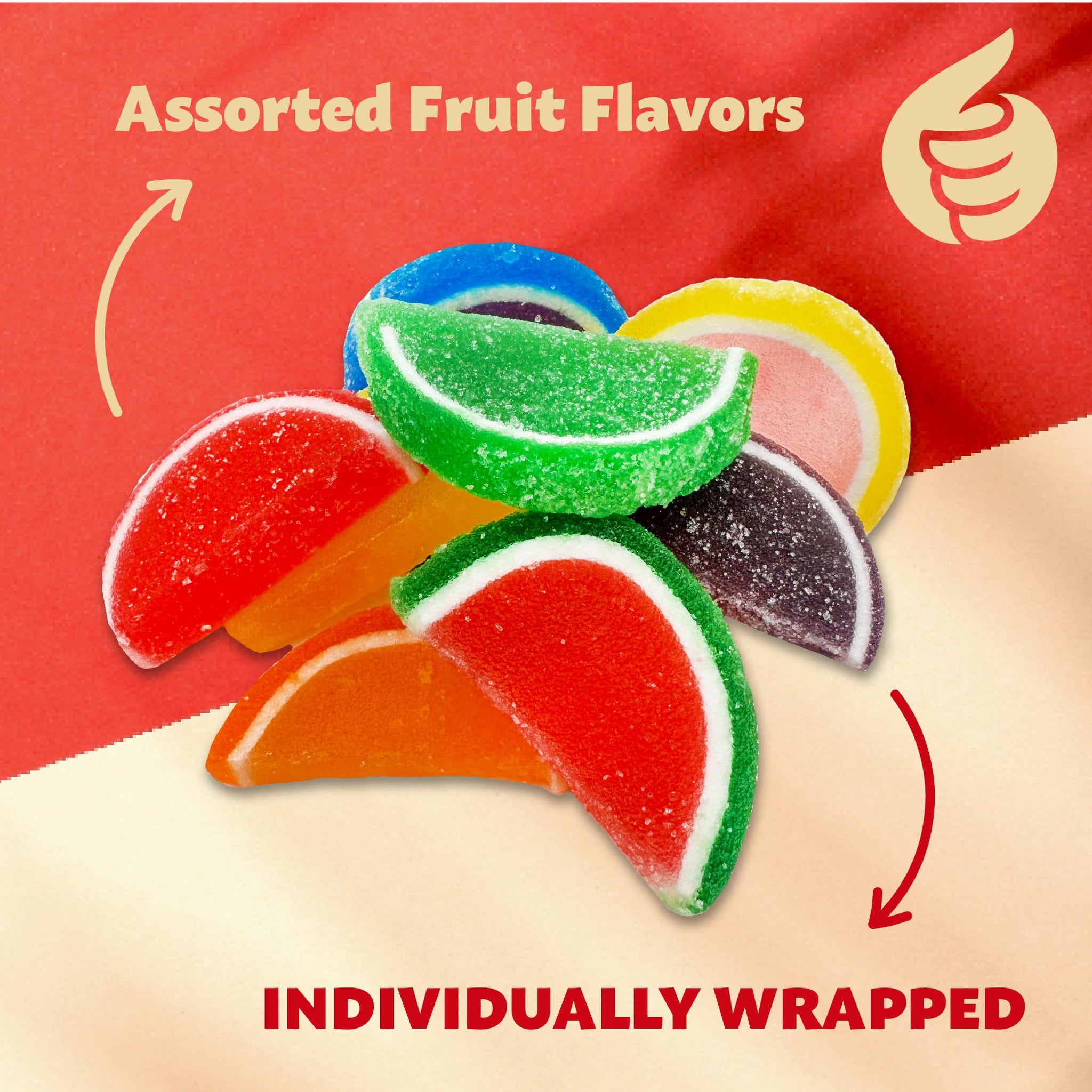 Fruit Slices Jelly Candy | 1.5 Pound Pack | Assorted Flavors | Old Fashioned Candy for Buffets and Holiday Gifting | Individually Wrapped Party Favors