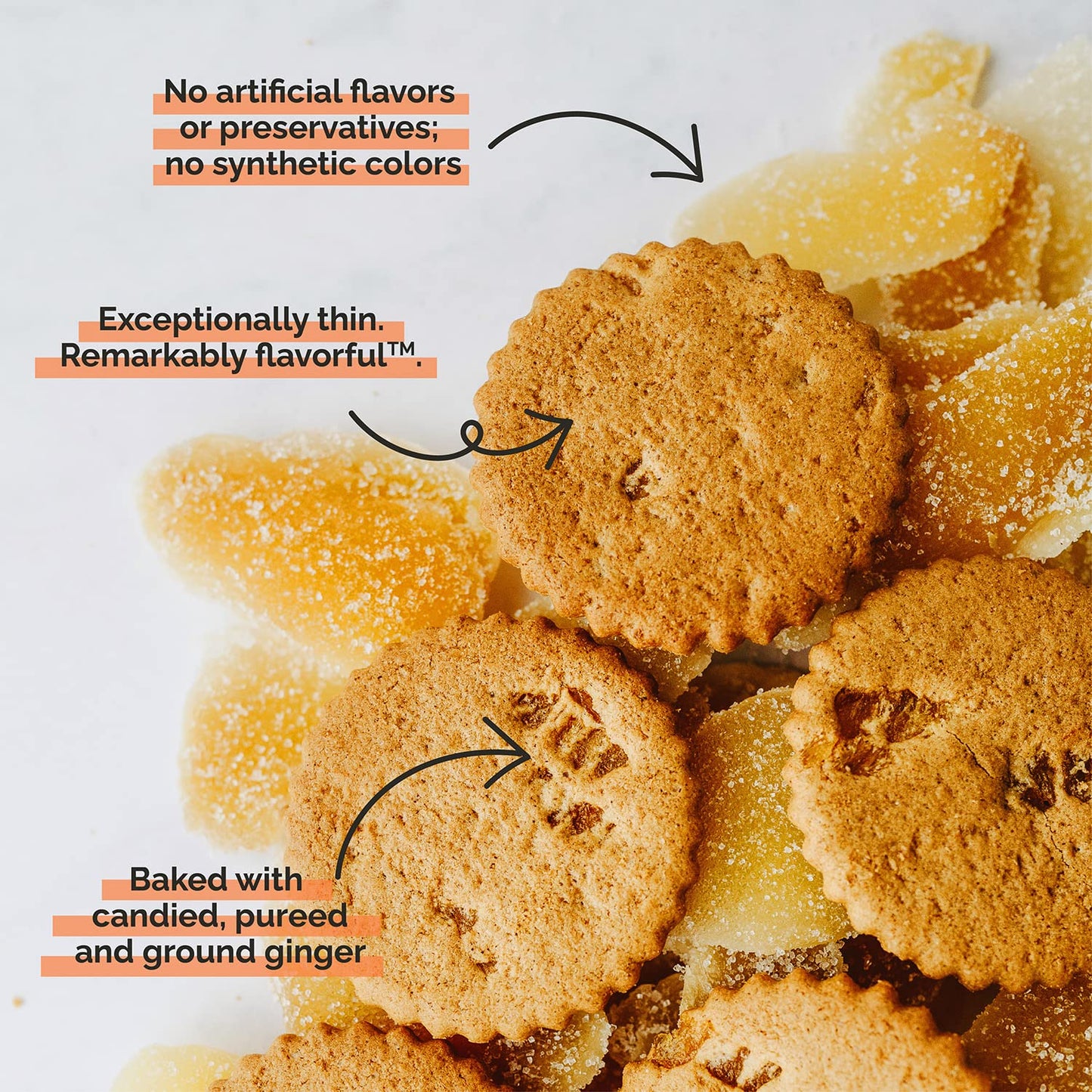 Dewey's Bakery Triple Ginger Cookie Thins | No Artificial Flavors, Synthetic Colors or Preservatives | Baked in Small Batches | 9oz (Pack of 1)